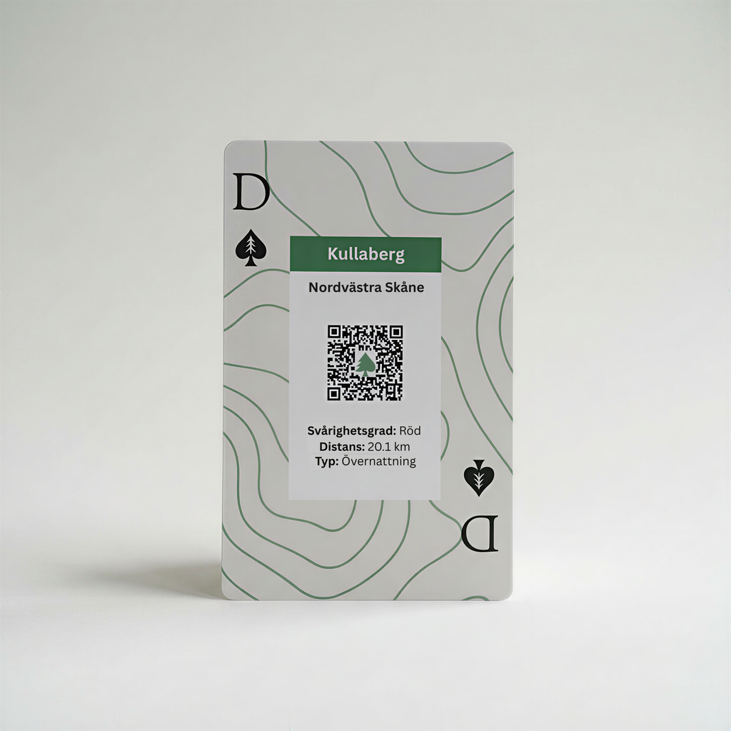Spelkort med QR-kod till vandringsleder i Skåne