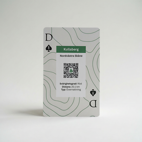 Spelkort med QR-kod till vandringsleder i Skåne